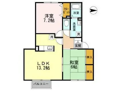 パセオイシイ(2LDK/1階)の間取り写真