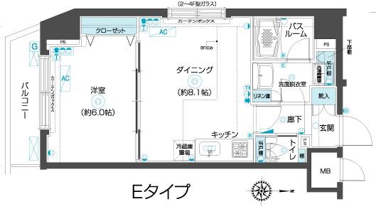 フェニックス武蔵関参番館(1LDK/8階)の間取り写真