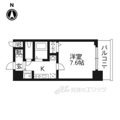 アクアプレイス京都二条城(1K/9階)の間取り写真