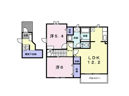 サンドミールB(2LDK/2階)の間取り写真