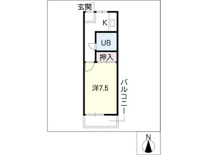 シャトルジュン(1K/2階)の間取り写真