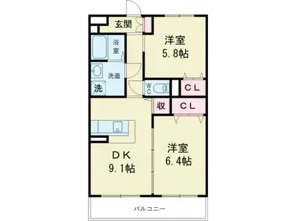 プリマベーラ(2DK/1階)の間取り写真