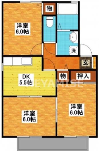 セジュールTAKAISHI(3DK/1階)の間取り写真