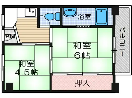 ビレッジハウス高田(2K/3階)の間取り写真