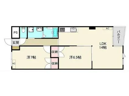 K`Sガーデン神明(2LDK/5階)の間取り写真