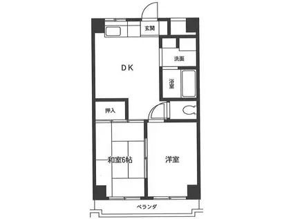 HKビル(2DK/4階)の間取り写真