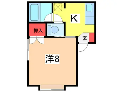 サンメゾン堀割(1K/2階)の間取り写真