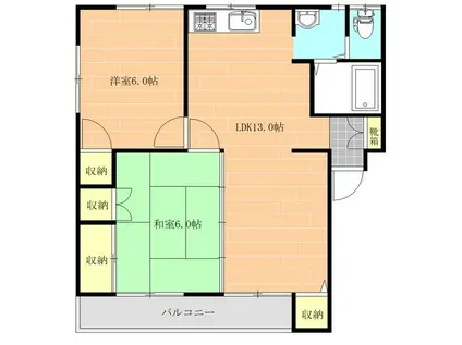 サンライズコーポ(2LDK/2階)の間取り写真