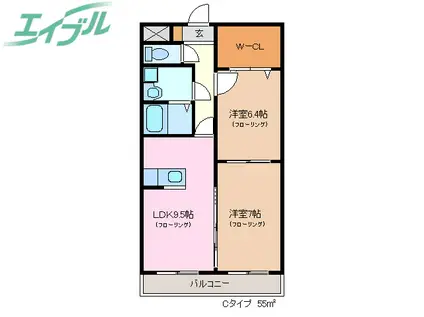 コーラルガーデン(2LDK/1階)の間取り写真