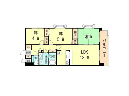 トーカンマンション離宮前(3LDK/3階)の間取り写真