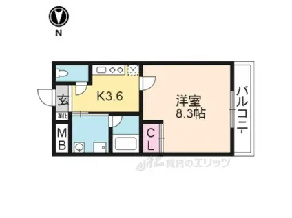 ASCOTT五条(1K/2階)の間取り写真