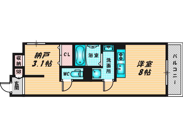S-MOVE大阪鶴見(1SK/3階)の間取り写真