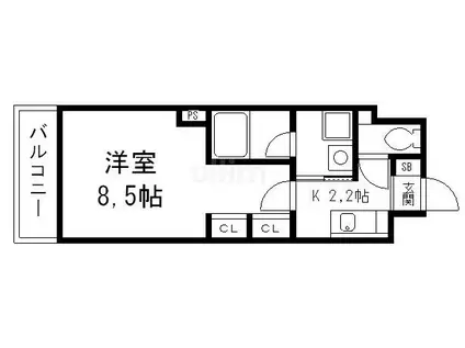 ベラジオ京都清水(1K/2階)の間取り写真