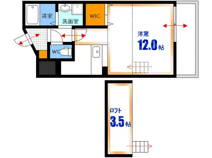 グランマーレ17(ワンルーム/10階)の間取り写真