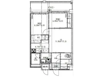 QUINTET MINAMI FUKUOKA(2LDK/7階)の間取り写真