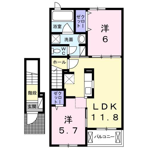 ひまわりIII(2LDK/2階)の間取り写真
