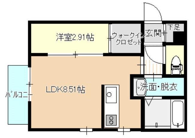 ユイシア福室(1LDK/1階)の間取り写真