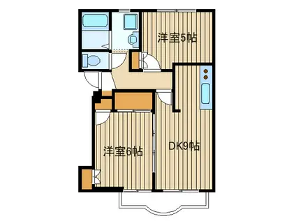 ヒルサイド向山(2DK/2階)の間取り写真