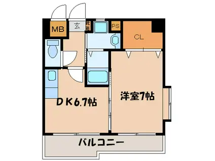  シャトナール城南II(1DK/5階)の間取り写真