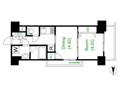 日神デュオステージ蔵前ネクスト(1DK/2階)の間取り写真