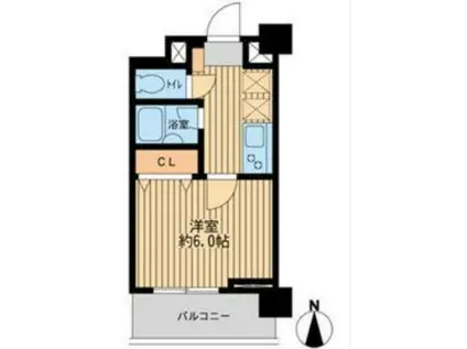 ジョイシティ住吉(1K/6階)の間取り写真
