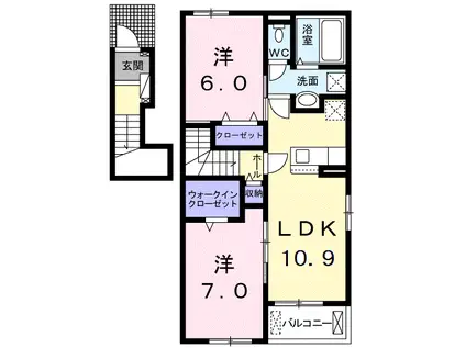 カーサ モリーノII(2LDK/2階)の間取り写真