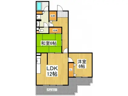 コーポレート中清戸一号棟(2LDK/1階)の間取り写真