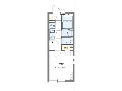 クレイノポラリスII(1K/1階)の間取り写真