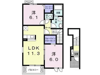 プラシードD(2LDK/2階)の間取り写真