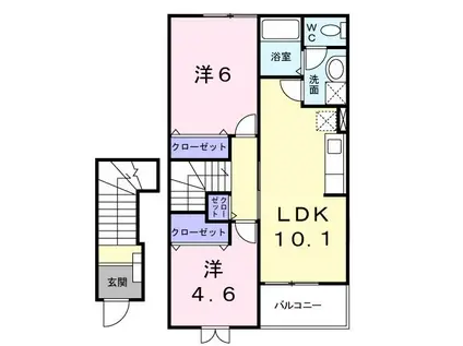 ヴィラ・プリムローズ A(2LDK/2階)の間取り写真