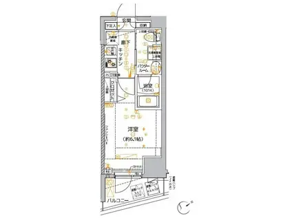 クレイシア品川東大井(1K/3階)の間取り写真