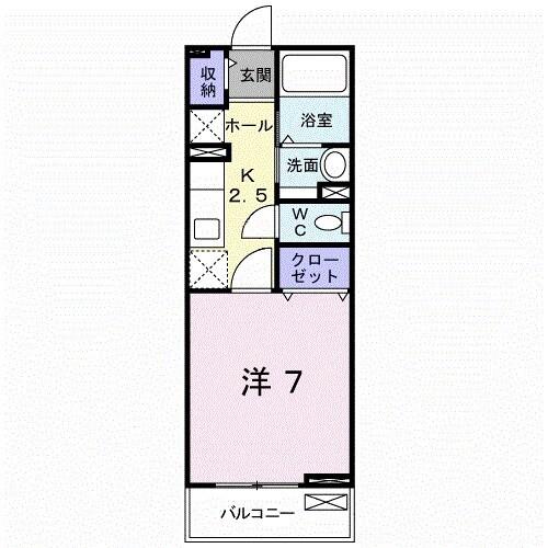 パルティシオン(1K/2階)の間取り写真