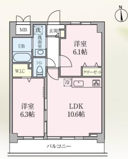 ポルトボヌール(2LDK/3階)の間取り写真