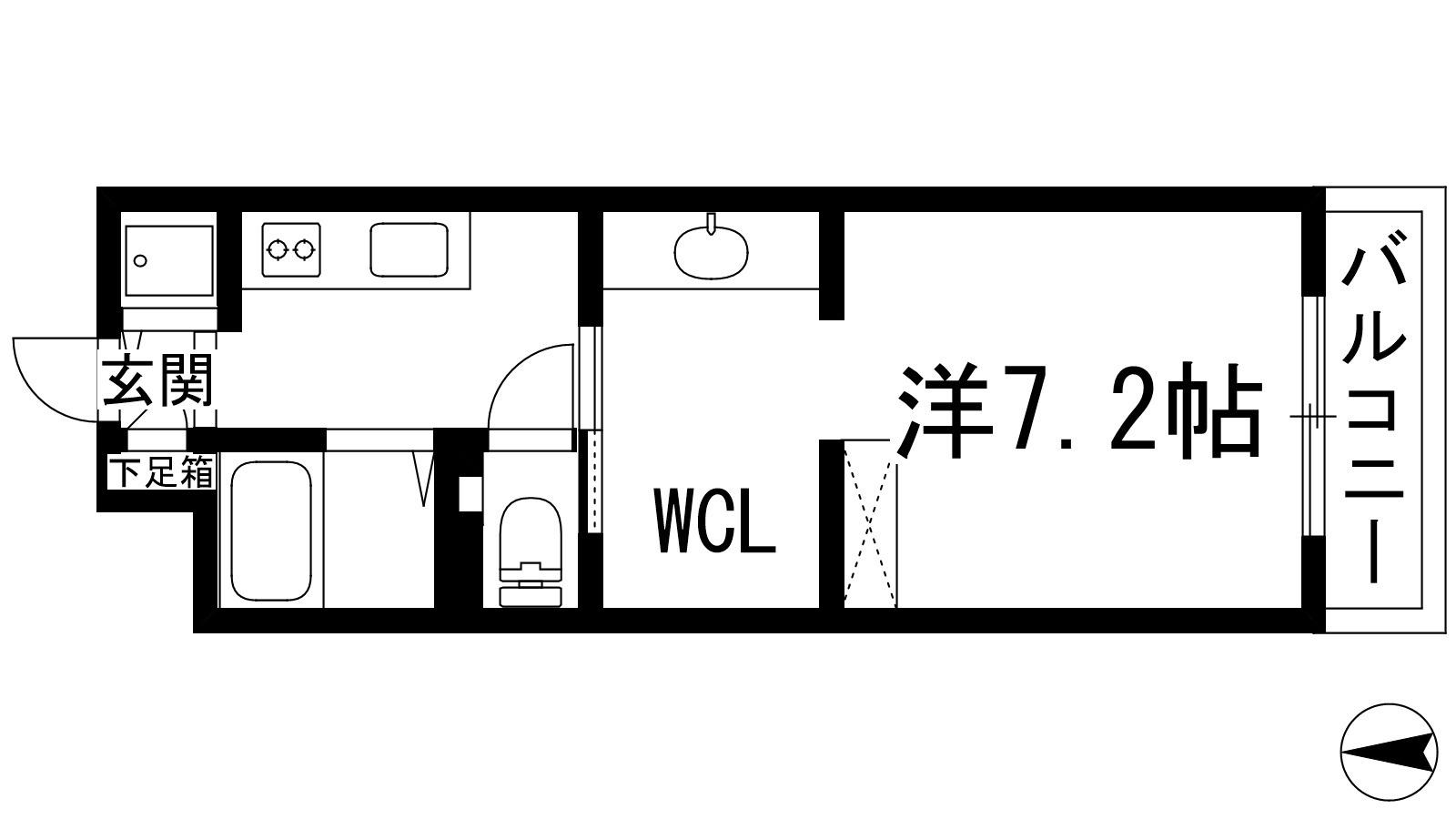 アンソレイエ売布(1K/4階)の間取り写真