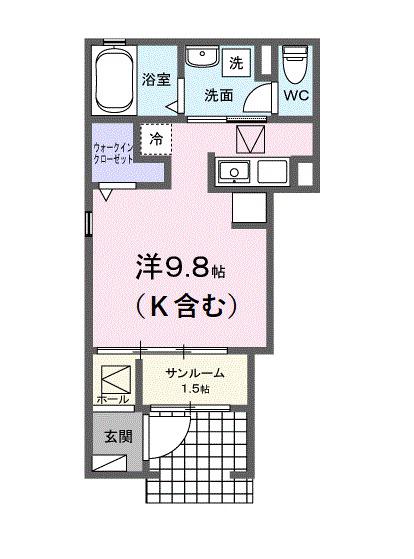 S・GVII(ワンルーム/1階)の間取り写真