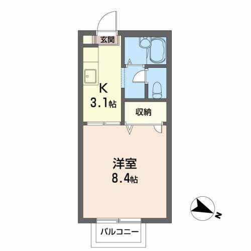 ポワロSJ(1K/2階)の間取り写真
