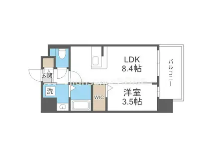 LUXE玉造南(1LDK/9階)の間取り写真