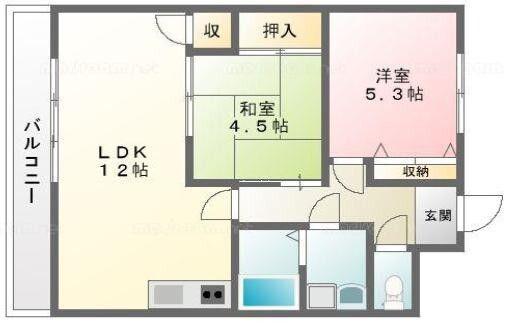 サンシャイン上道(2LDK/7階)の間取り写真