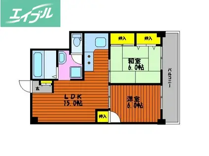 メゾン後楽園(2LDK/2階)の間取り写真