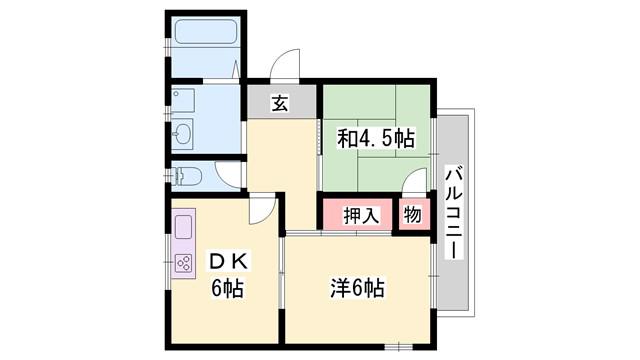 フローラルハイツ(2DK/1階)の間取り写真