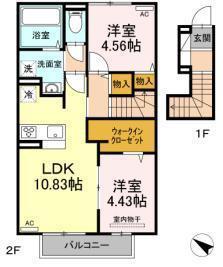 プランドール.I V B棟(2LDK/2階)の間取り写真