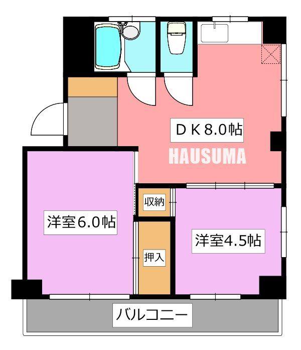シャトーサンケイ(1LDK/4階)の間取り写真