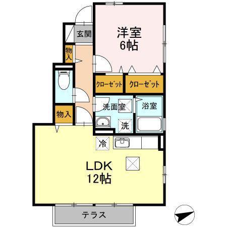 ラ・クレール(1LDK/1階)の間取り写真