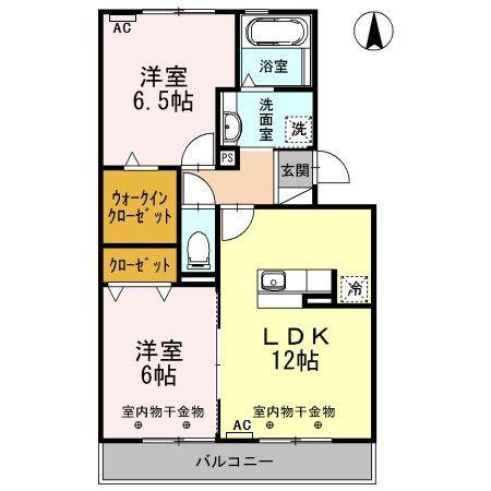 リュミエール・ソレール(2LDK/2階)の間取り写真