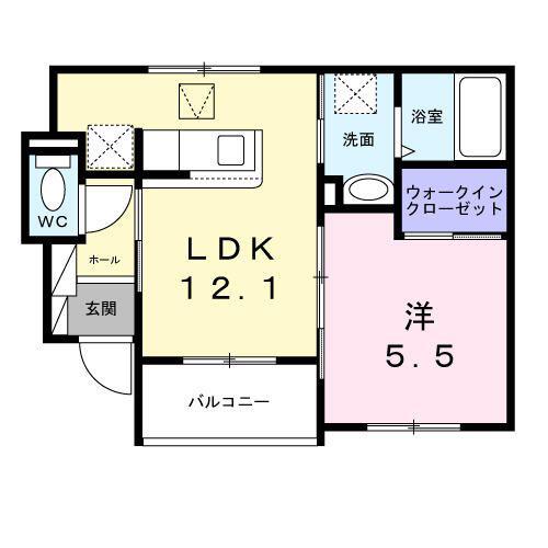 ル・ラパン・ドゥ・ラヴィーヌ(1LDK/1階)の間取り写真