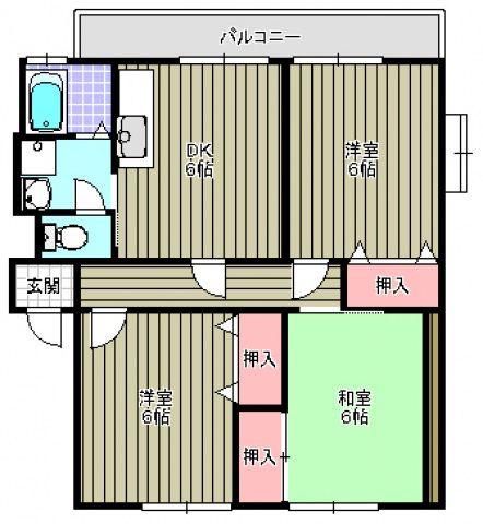 日興苑SSハイツA棟(3DK/2階)の間取り写真