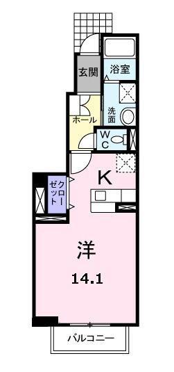 グリーンヒル(1K/1階)の間取り写真