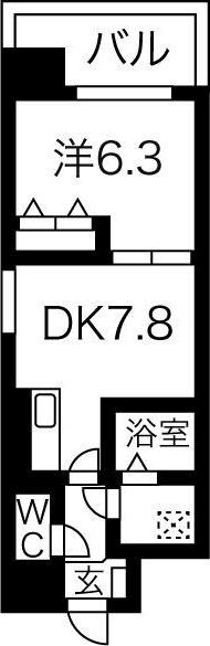 サンシアルザ上前津(1LDK/7階)の間取り写真