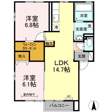 ジュエル・エメラルド(2LDK/1階)の間取り写真