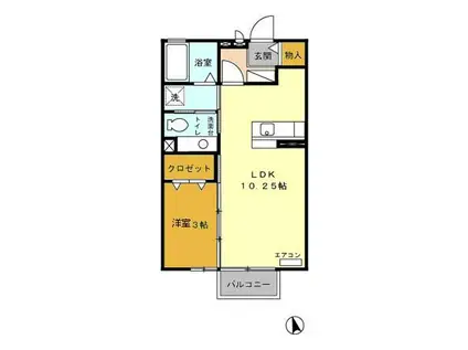 サンライズ(1LDK/2階)の間取り写真